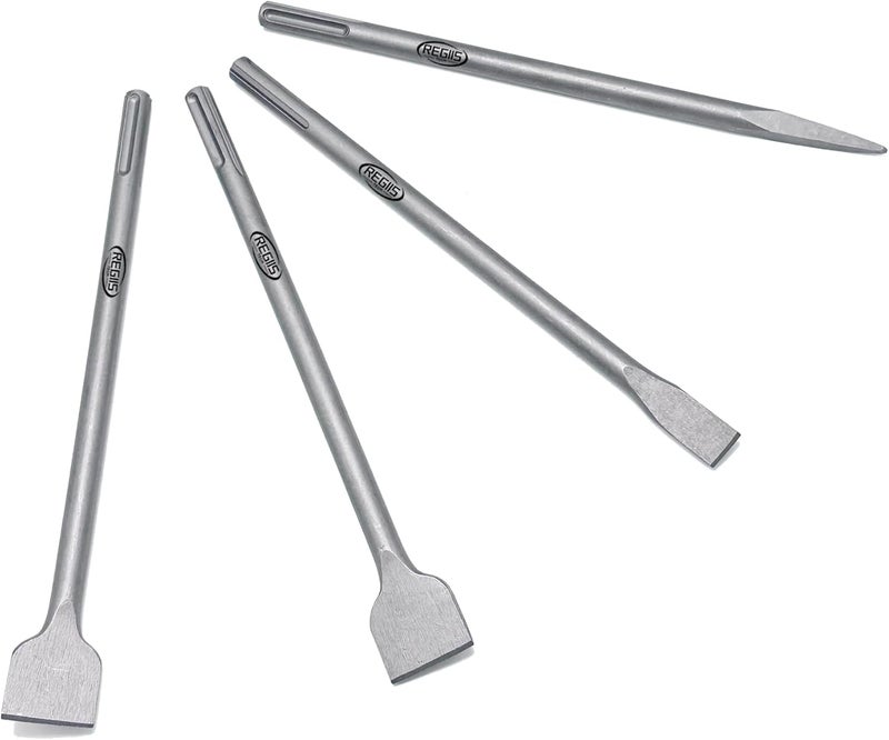 Regiis Tech 4 pcs SDS MAX 15.7 inch Chisel Set, Masonry Concrete Drill Bit Set, Tile Removal Chisel Bits for Brick Stone Tile Floor Removal - Image 1